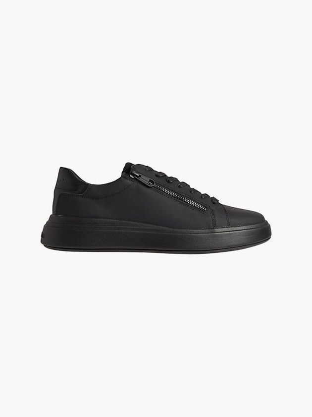 Calvin Klein USA Leather Mens Sneakers Black 7394825-ZK